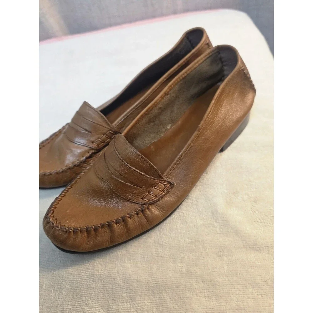 Vintage Mario De Gerard Mens Tan Leather Penny Loafers All Leather Size 10